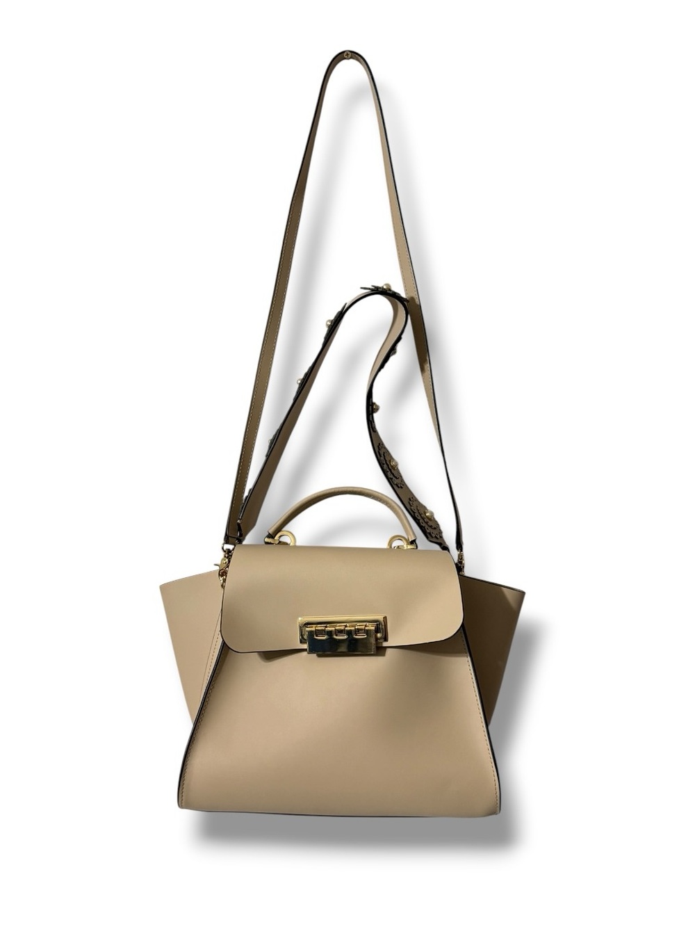 ZAC Zac Posen Eartha Iconic Satchel Sand Leather Top Handle Crossbody Bag